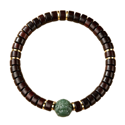 Red Sandalwood Hetian Jade Pixiu Fortune Bracelet