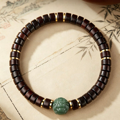 Red Sandalwood Hetian Jade Pixiu Fortune Bracelet