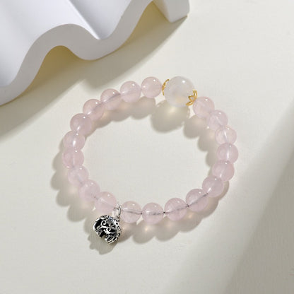 Rose Quartz Moonstone Lucky Elephant Bracelet