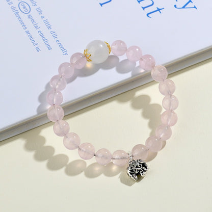 Rose Quartz Moonstone Lucky Elephant Bracelet