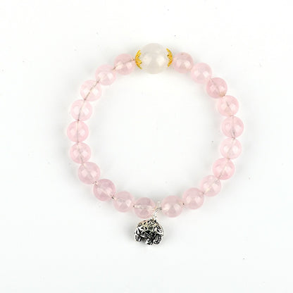 Rose Quartz Moonstone Lucky Elephant Bracelet