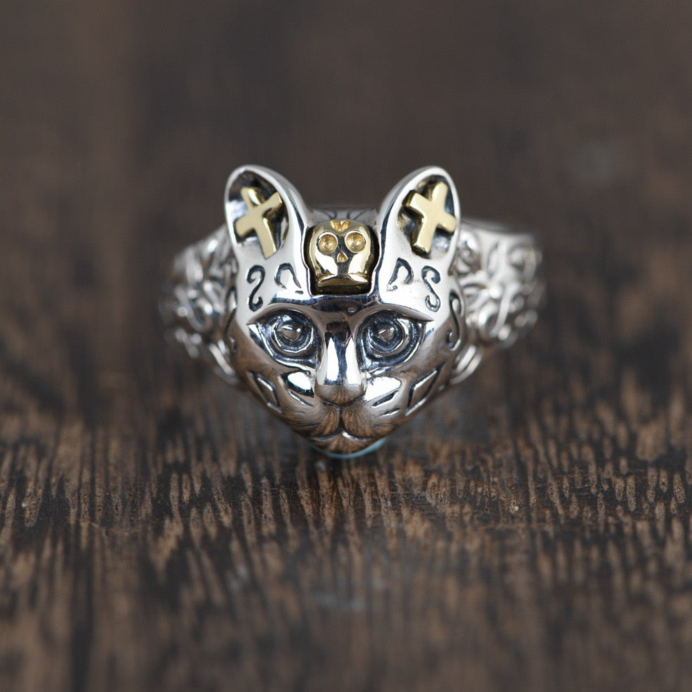 Silver Cat Guardian Ring