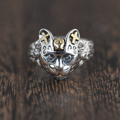 Silver Cat Guardian Ring