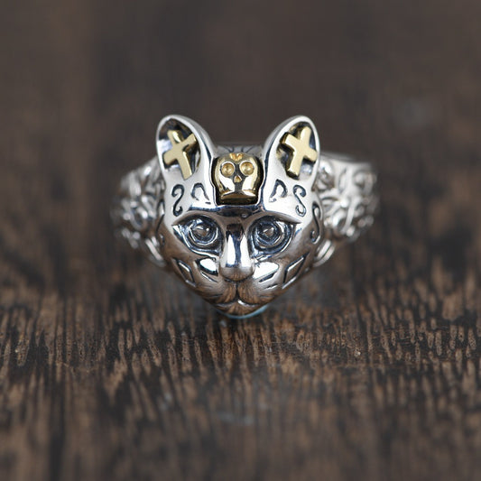 Silver Cat Guardian Ring