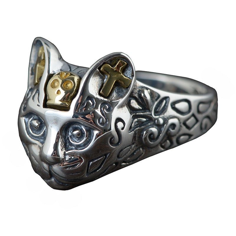 Silver Cat Guardian Ring