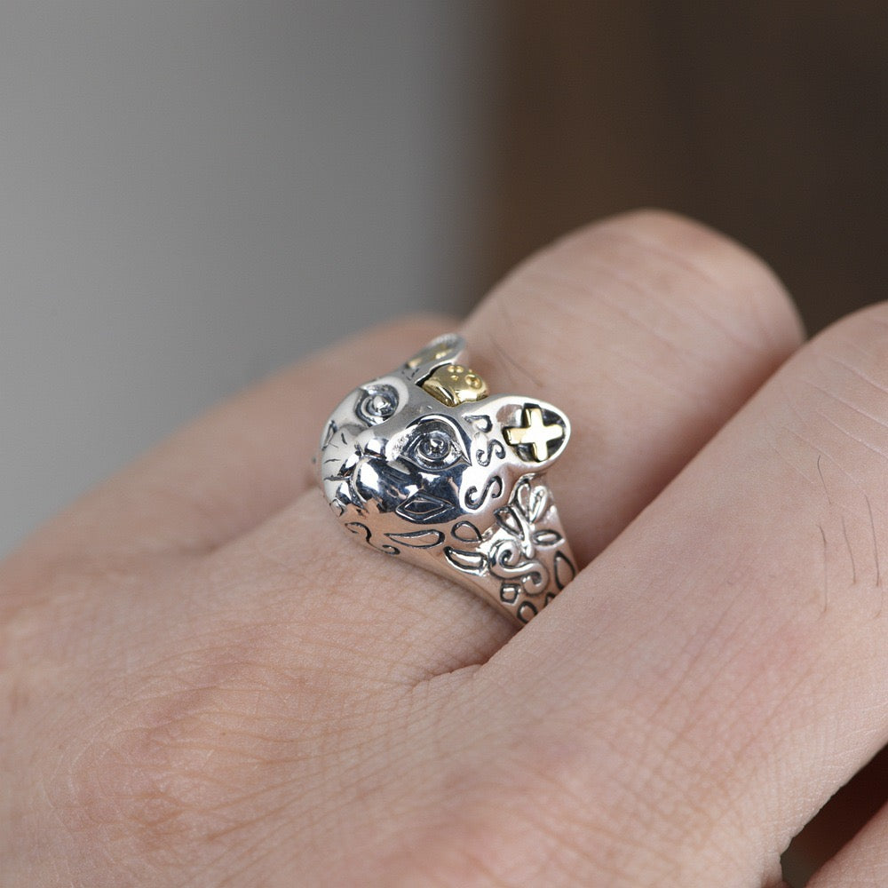 Silver Cat Guardian Ring