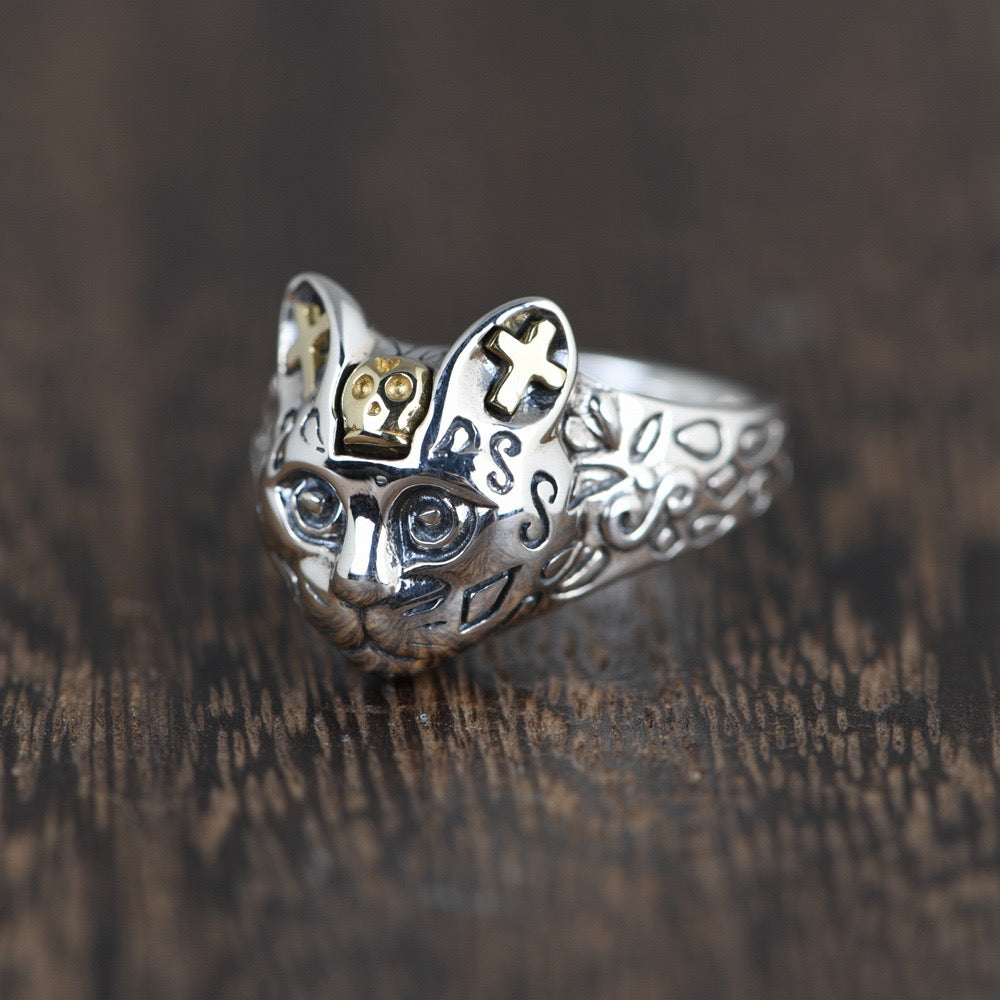 Silver Cat Guardian Ring