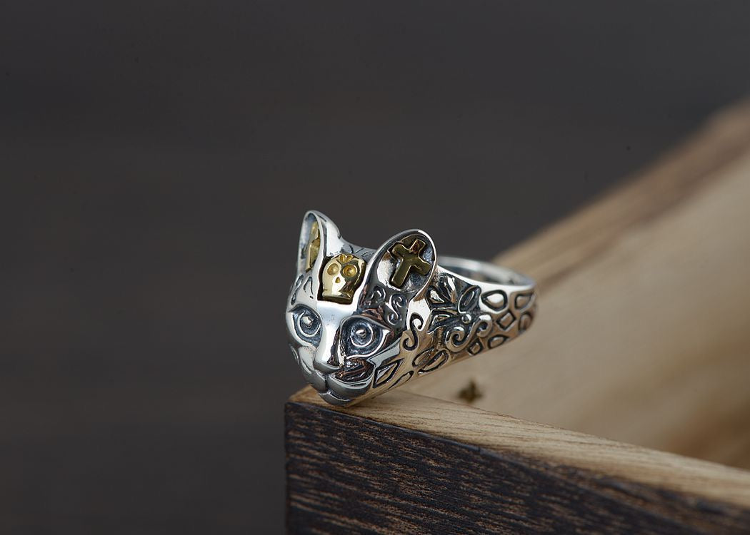 Silver Cat Guardian Ring