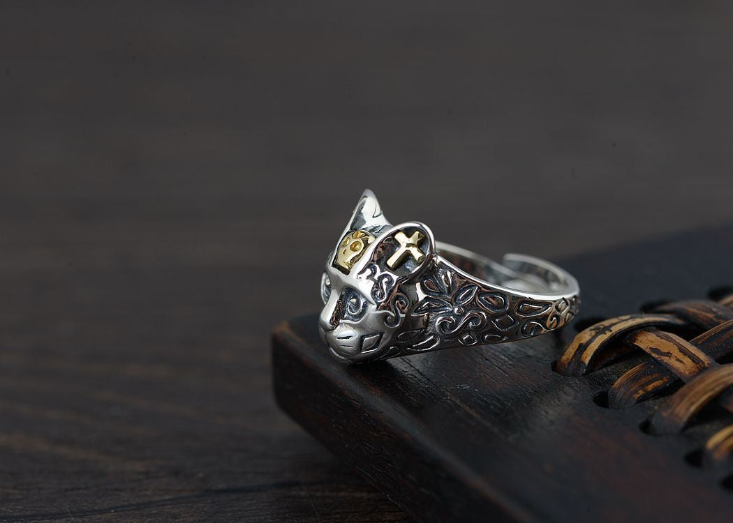 Silver Cat Guardian Ring