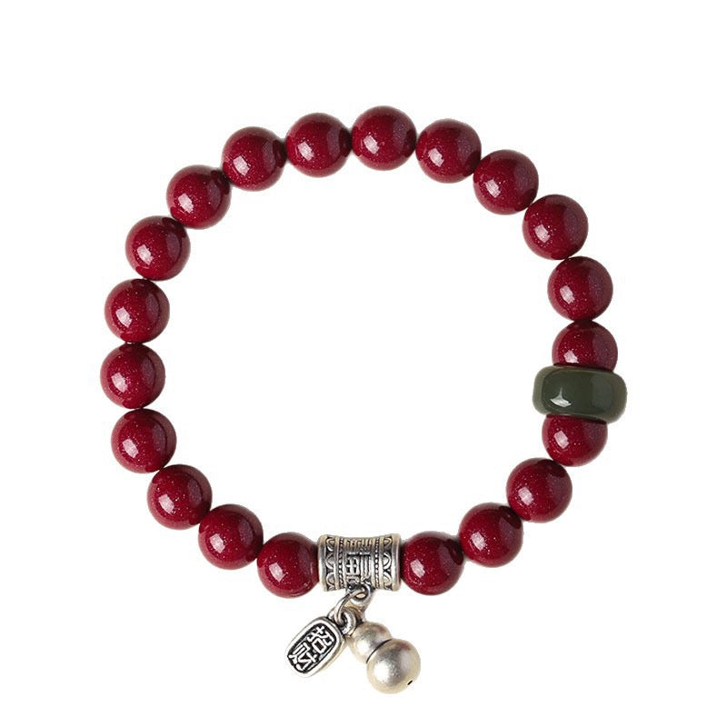 Silver Gourd Cinnabar Wealth Bracelet