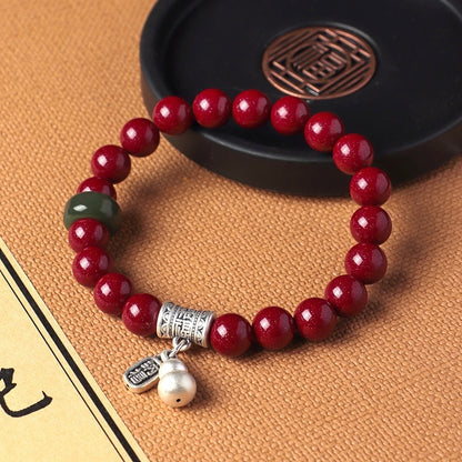 Silver Gourd Cinnabar Wealth Bracelet