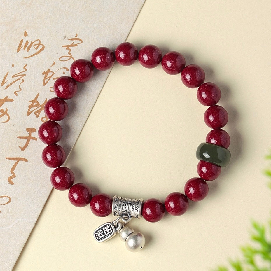 Silver Gourd Cinnabar Wealth Bracelet