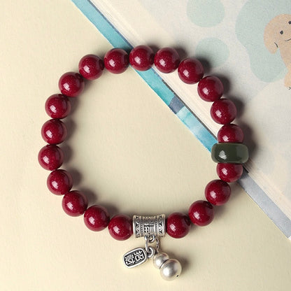 Silver Gourd Cinnabar Wealth Bracelet