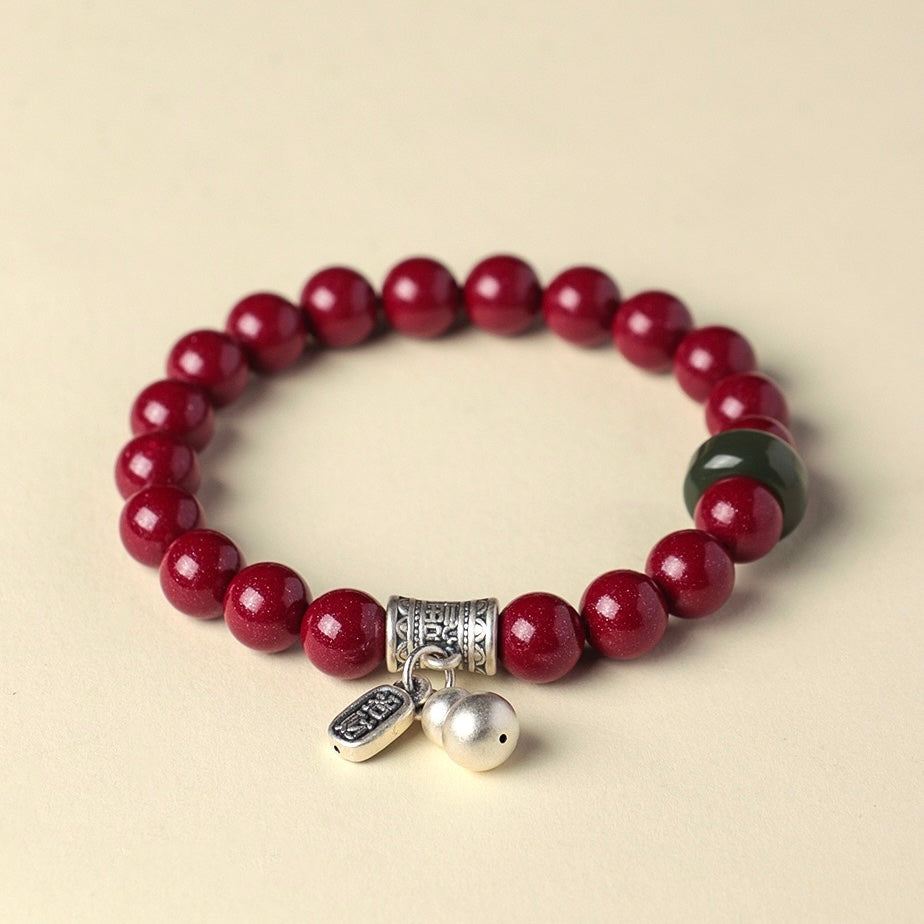 Silver Gourd Cinnabar Wealth Bracelet