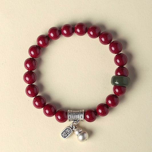 Silver Gourd Cinnabar Wealth Bracelet