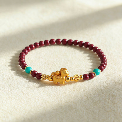 Silver Horse Cinnabar Fortune Bracelet