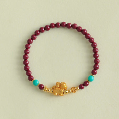 Silver Horse Cinnabar Fortune Bracelet