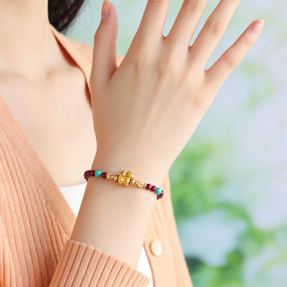 Silver Horse Cinnabar Fortune Bracelet