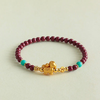 Silver Horse Cinnabar Fortune Bracelet