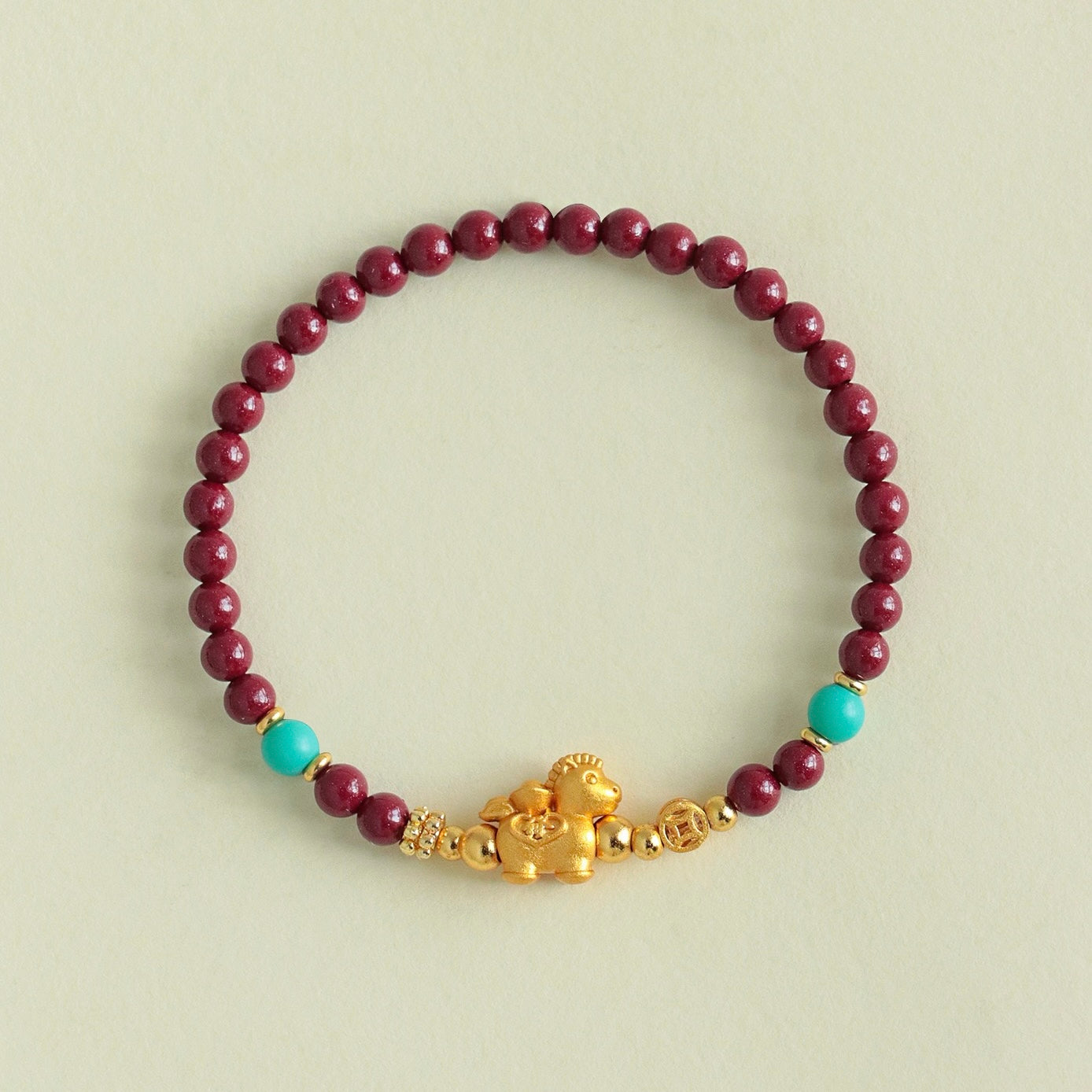 Silver Horse Cinnabar Fortune Bracelet