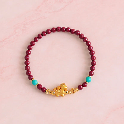Silver Horse Cinnabar Fortune Bracelet