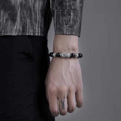 Silver Pixiu Obsidian Wealth Bracelet
