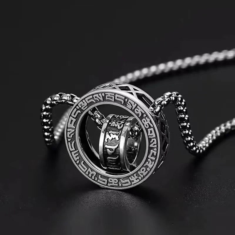 Six-Mantra Peace Buckle Men’s Necklace