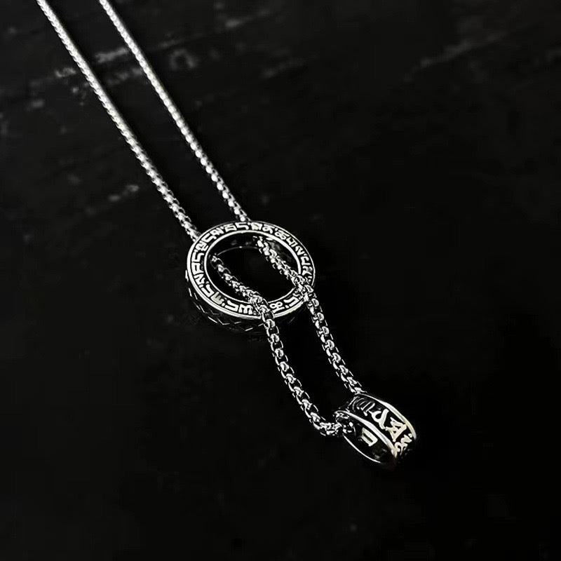 Six-Mantra Peace Buckle Men’s Necklace