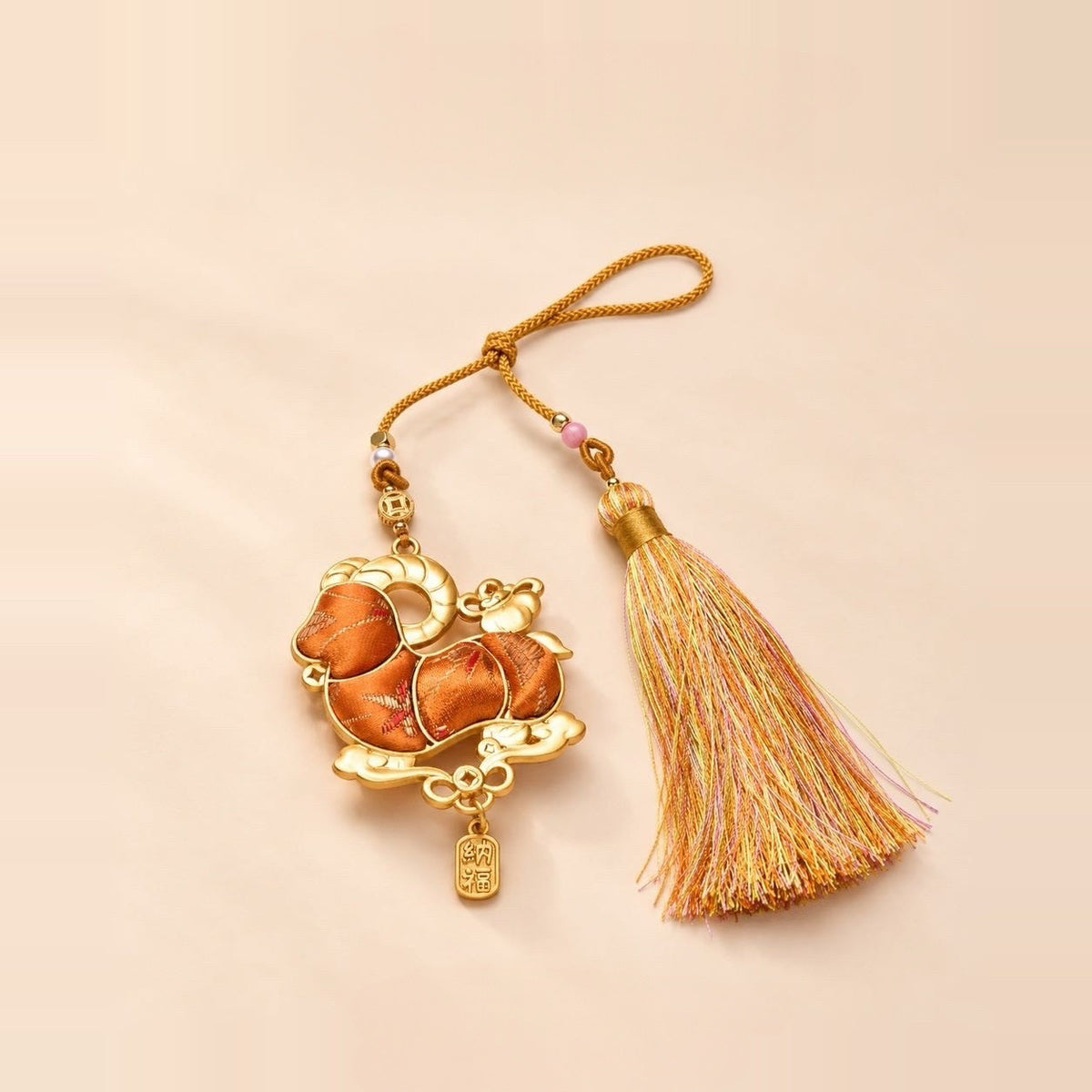 Song Brocade Five Blessings Goat Tassel Charm