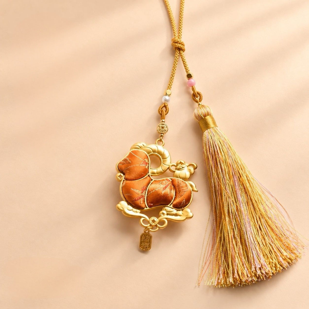 Song Brocade Five Blessings Goat Tassel Charm