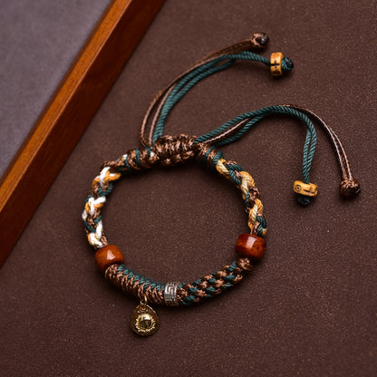 Tibetan Five-Color Bone Charm Bracelet