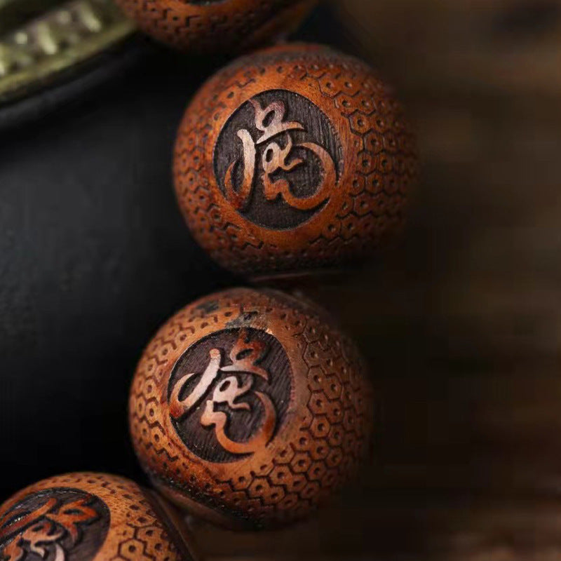 Tibetan Rosewood Engraving Tiger Protection Bracelet - Fortune & Karma