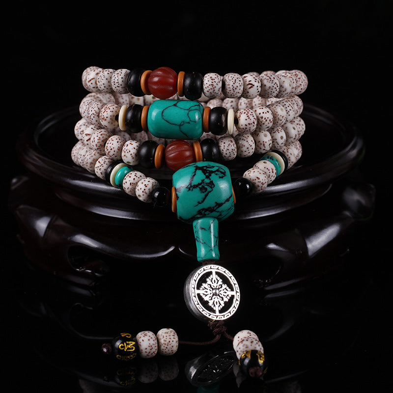 Tibetan Turquoise Mala Bodhi Seed Purification Necklace Bracelet - Fortune & Karma