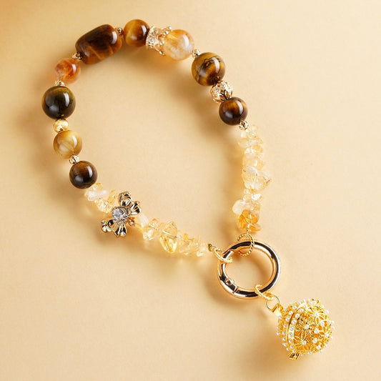 Tiger Eye Citrine Fortune Charm