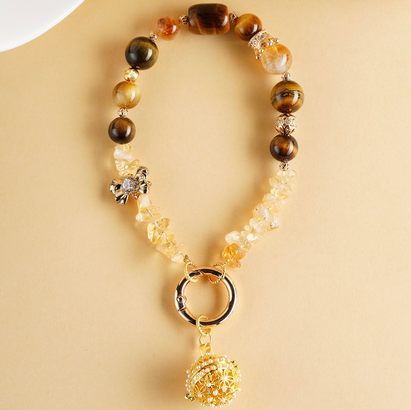 Tiger Eye Citrine Fortune Charm