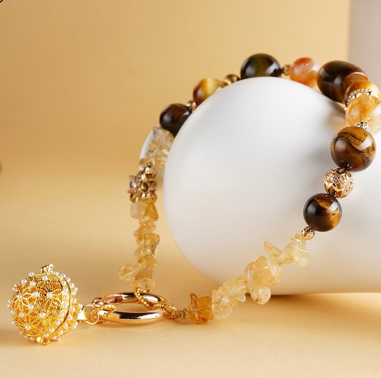Tiger Eye Citrine Fortune Charm