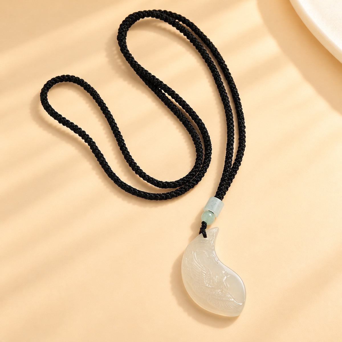 White Chalcedony Dragon Phoenix Harmony Couple Necklaces