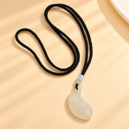 White Chalcedony Dragon Phoenix Harmony Couple Necklaces