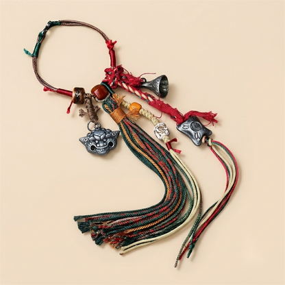 Handwoven Tibetan Sky Iron Tassel Charm