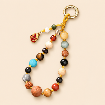 Fortune & Karma Natural Eighteen-Seed Gourd Phone Charm