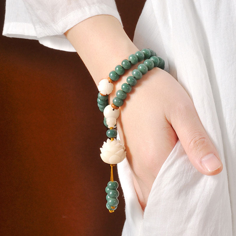 Lotus Cyan Bodhi Seed Success Necklace Bracelet - Fortune & Karma