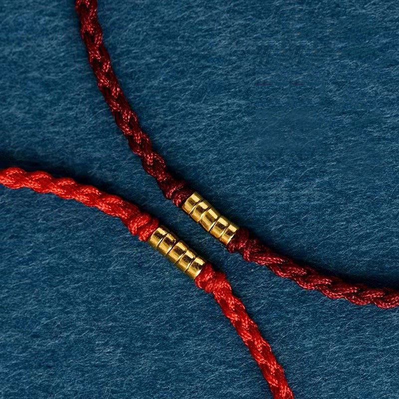 Lucky Golden Bead Braided String Bracelet Anklet - Fortune & Karma