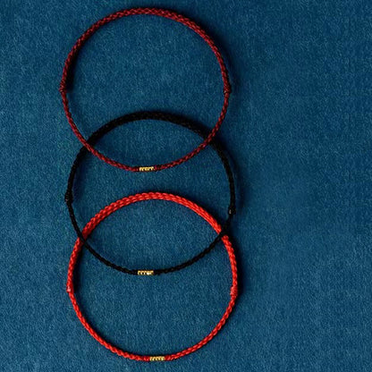 Lucky Golden Bead Braided String Bracelet Anklet - Fortune & Karma