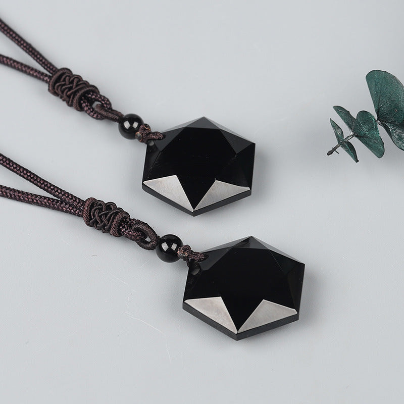 Black Obsidian Talisman Necklace - Fortune & Karma
