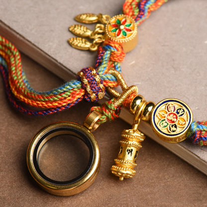 Tibetan Om Mani Padme Hum Dreamcatcher Luck Colorful Reincarnation Knot String Bracelet - Fortune & Karma