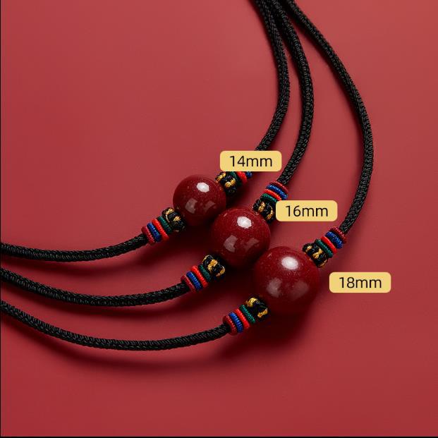 Cinnabar Bead Blessing String Necklace Pendant - Fortune & Karma