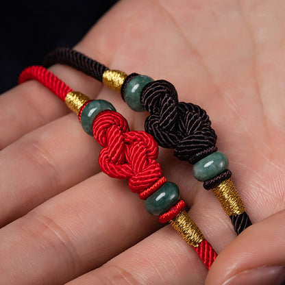 Red String Jade Luck Fortune Knot Braided Couple Bracelet - Fortune & Karma