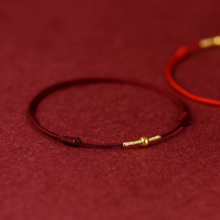 Golden Bead Protection Braided Rope Bracelet Anklet - Fortune & Karma