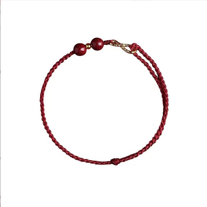 Cinnabar Blessing Red String 14K Gold Infinity Symbol Bracelet Anklet - Fortune & Karma