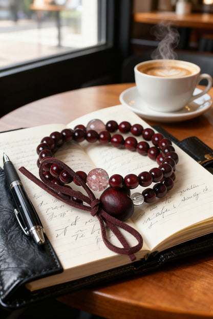Sandalwood Agate Fortune Bow Bracelet